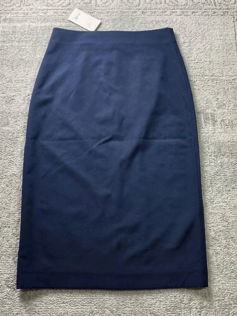 NWT oodji Collection Navy Blue Pencil Midi Skirt Rear Zip Back Vent Size XL